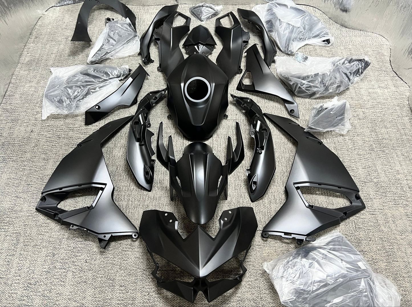 Fairings for Kawasaki Ninja 500 (2024-2025) Flat Black from KingsMotorcycleFairings.com