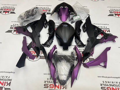 Fairings for Kawasaki Ninja 500 (2024-2025) Matte Black, Purple Spray at KingsMotorcycleFairings.com
