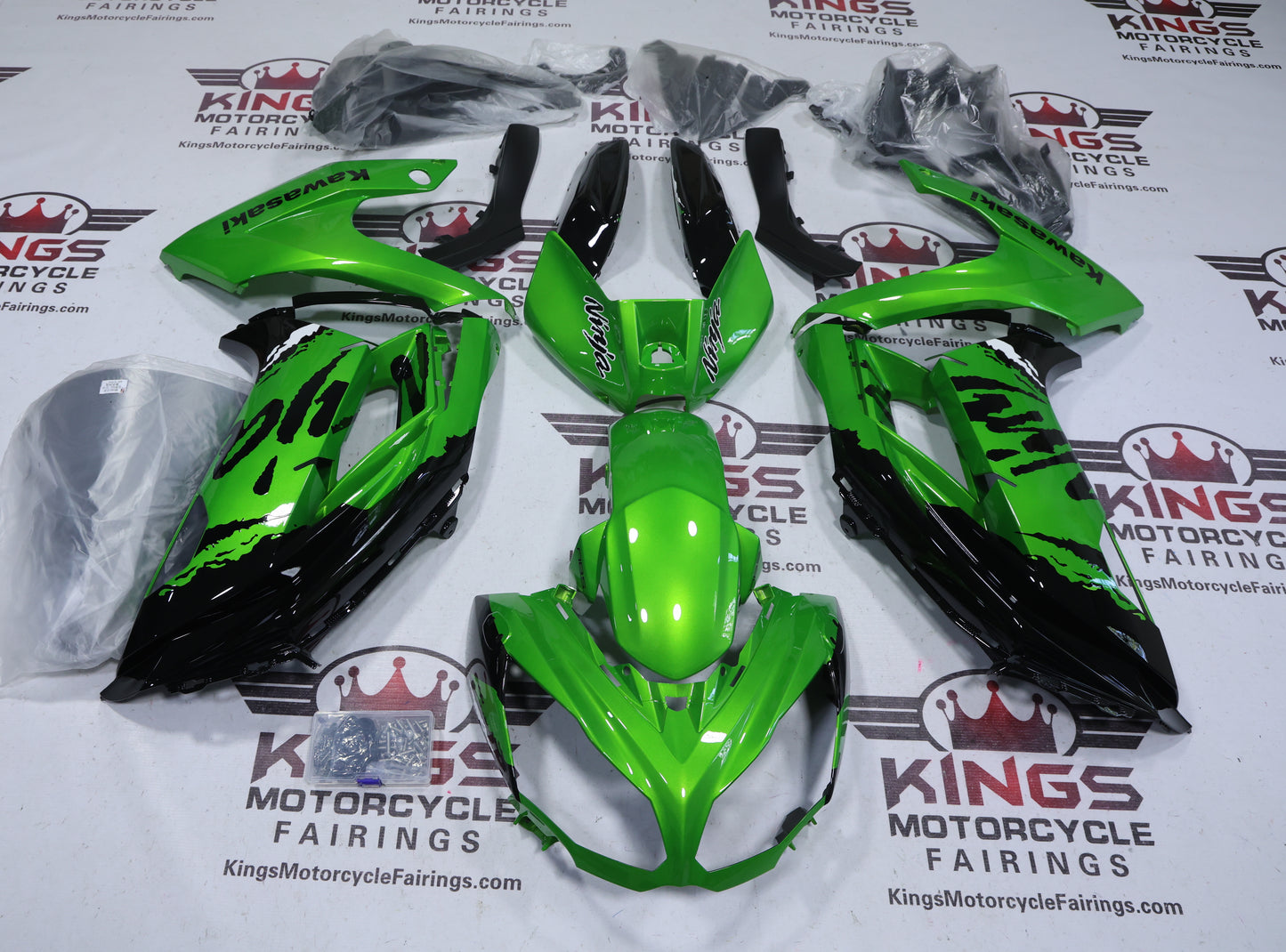 Fairings for Kawasaki Ninja 650 (2012-2016) Metallic Green, Black from KingsMotorcycleFairings.com