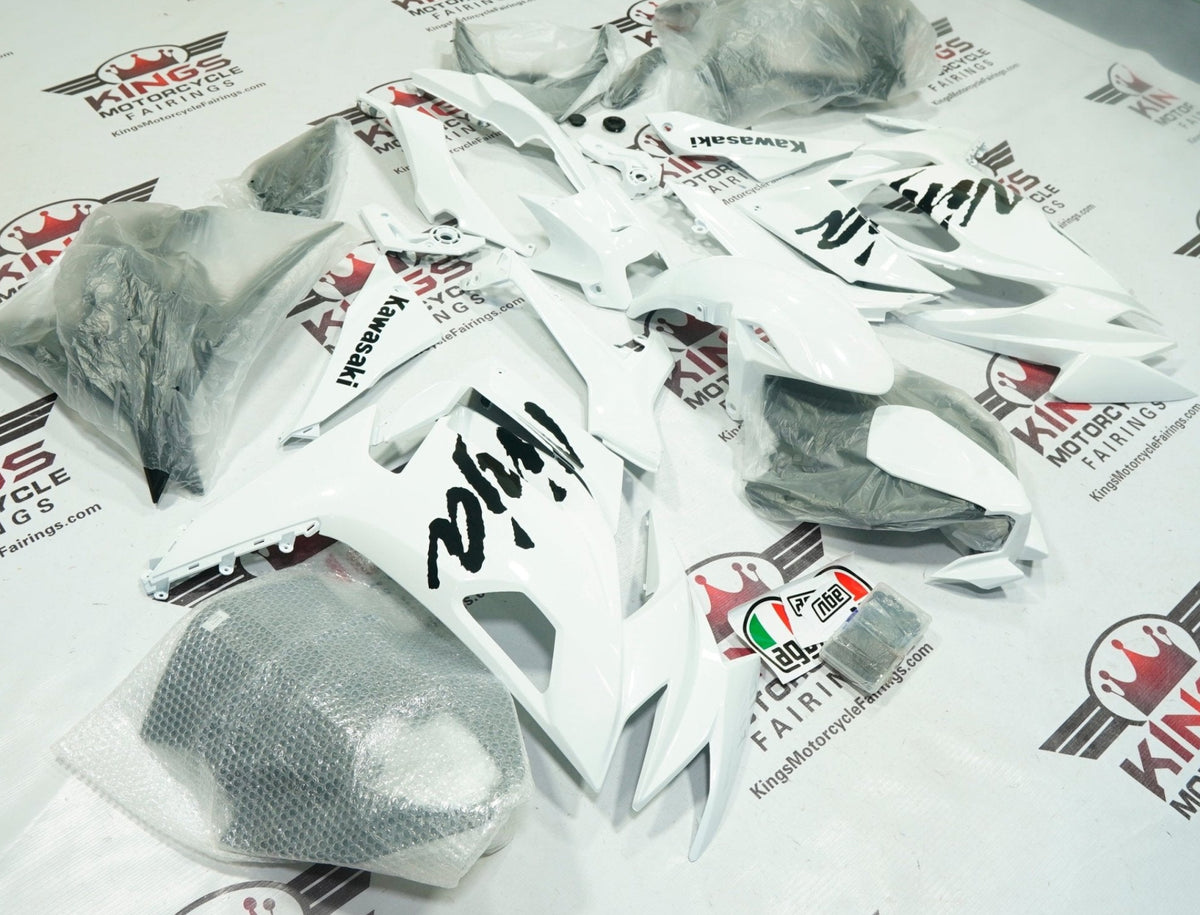 Fairings for Kawasaki Ninja 650 (2020-2025) White Gloss, Black from KingsMotorcycleFairings.com