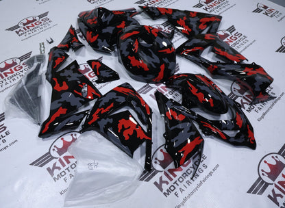 Fairings for Kawasaki Ninja ZX10R (2004-2005) Black, Red, Gray Camouflage at KingsMotorcycleFairings.com