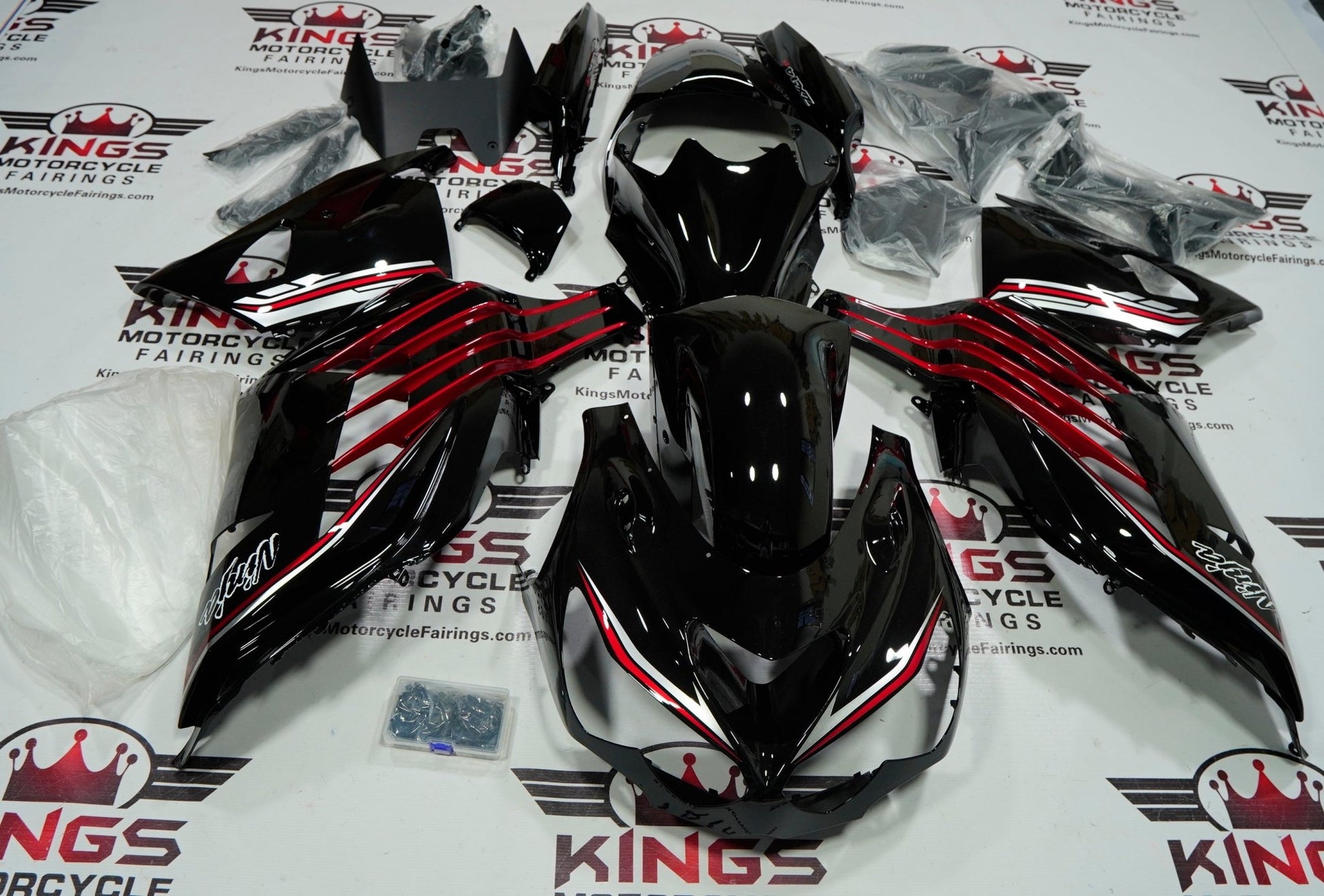 Fairings for Kawasaki Ninja ZX14R (2012-2024) Black, Red, Silver at KingsMotorcycleFairings.com