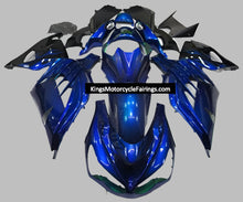Fairings for Kawasaki Ninja ZX14R (2012-2024) Blue, Black Flames at KingsMotorcycleFairings.com