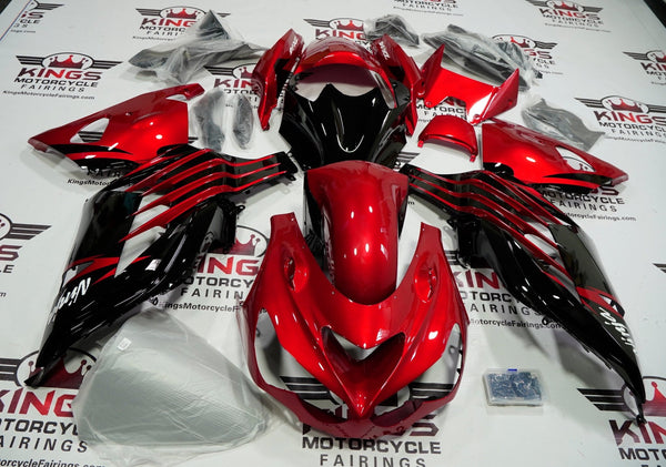 Fairings for Kawasaki Ninja ZX14R (2012-2024) Candy Red, Black at KingsMotorcycleFairings.com