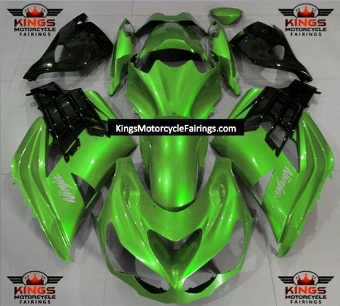 Fairings for Kawasaki Ninja ZX14R (2012-2024) Green, Black, Chrome at KingsMotorcycleFairings.com