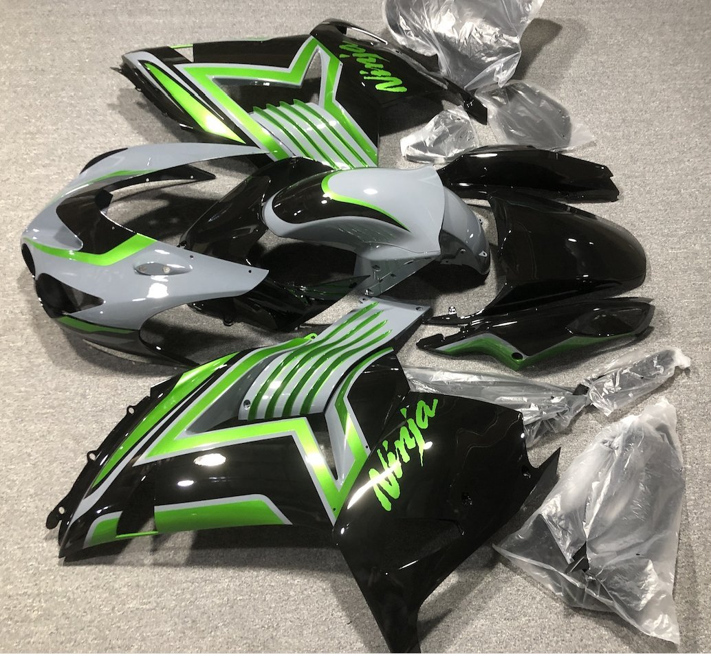 Kawasaki ZX14R Fairings (2012-2024) Nardo Gray, Black, Green | Kings