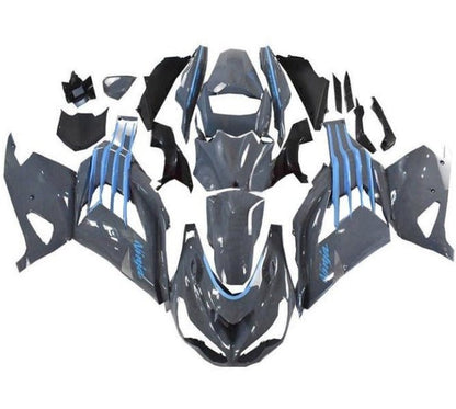 Fairings for Kawasaki Ninja ZX14R (2012-2024) Nardo Gray, Blue from KingsMotorcycleFairings.com