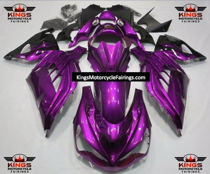 Fairings for Kawasaki Ninja ZX14R (2012-2024) Purple, Black Flames at KingsMotorcycleFairings.com