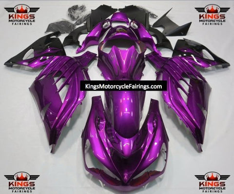 Fairings for Kawasaki Ninja ZX14R (2012-2024) Purple, Black Flames at KingsMotorcycleFairings.com