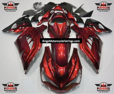 Fairings for Kawasaki Ninja ZX14R (2012-2024) Red, Black Flames at KingsMotorcycleFairings.com