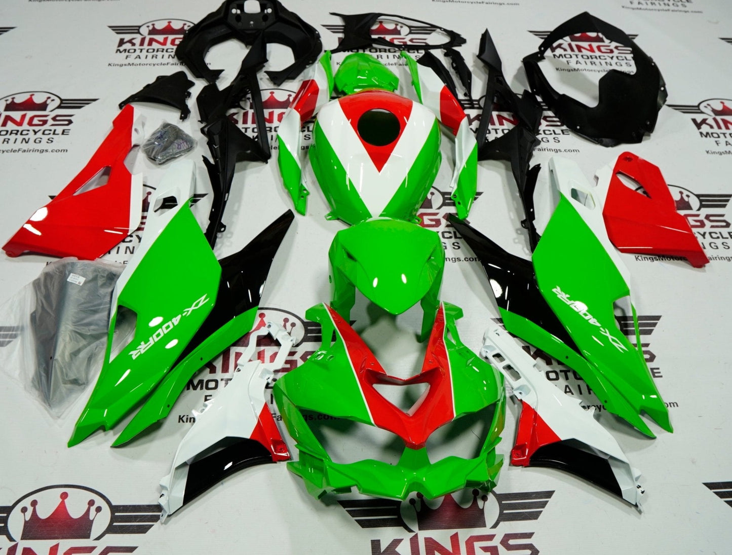 Fairings for Kawasaki Ninja ZX4RR (2019-2025) Green, Red, White at KingsMotorcycleFairings.com