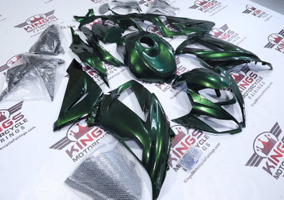 Fairings for Kawasaki Ninja ZX6R (2013-2018) Metallic Green, Black Chameleon at KingsMotorcycleFairings.com