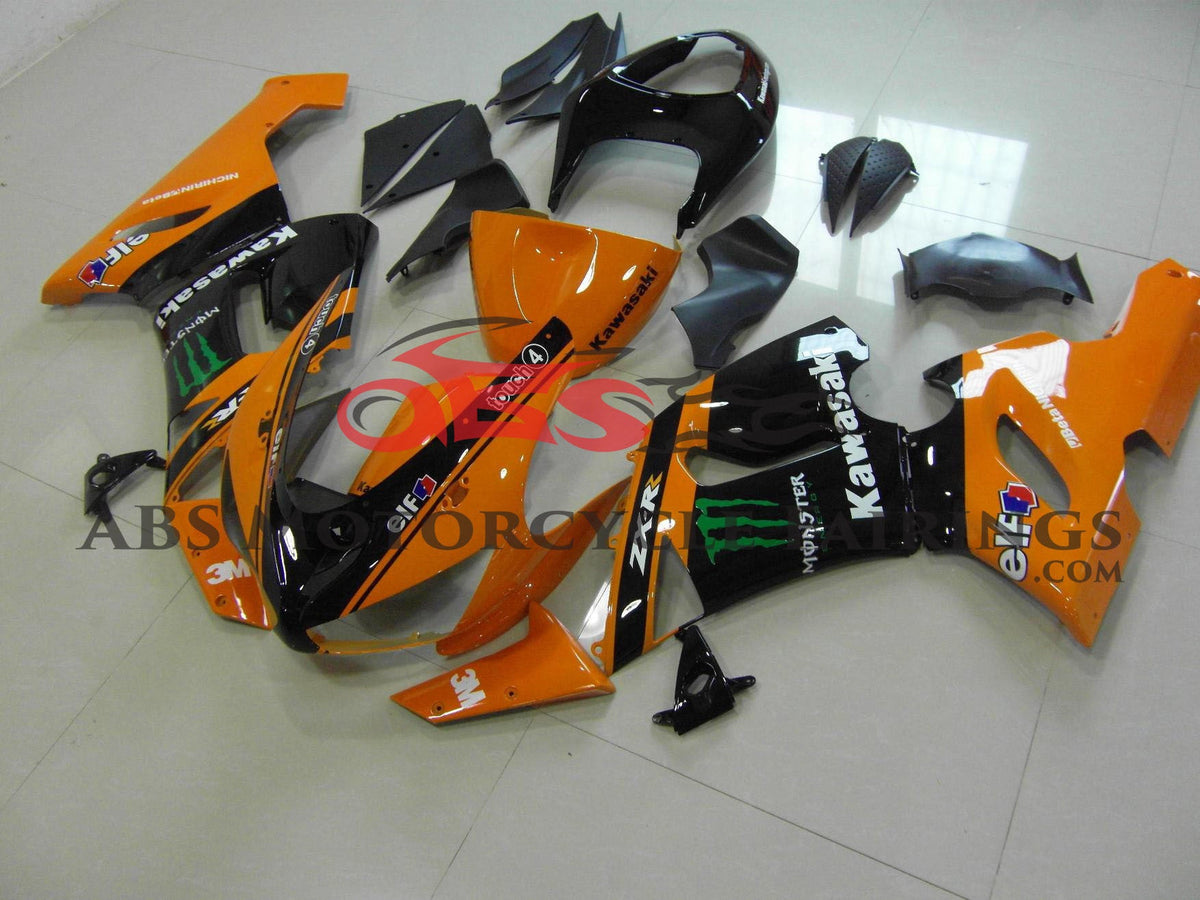 Fairings for Kawasaki Ninja ZX6R 636 (2005-2006) Orange Monster, Black at KingsMotorcycleFairings.com