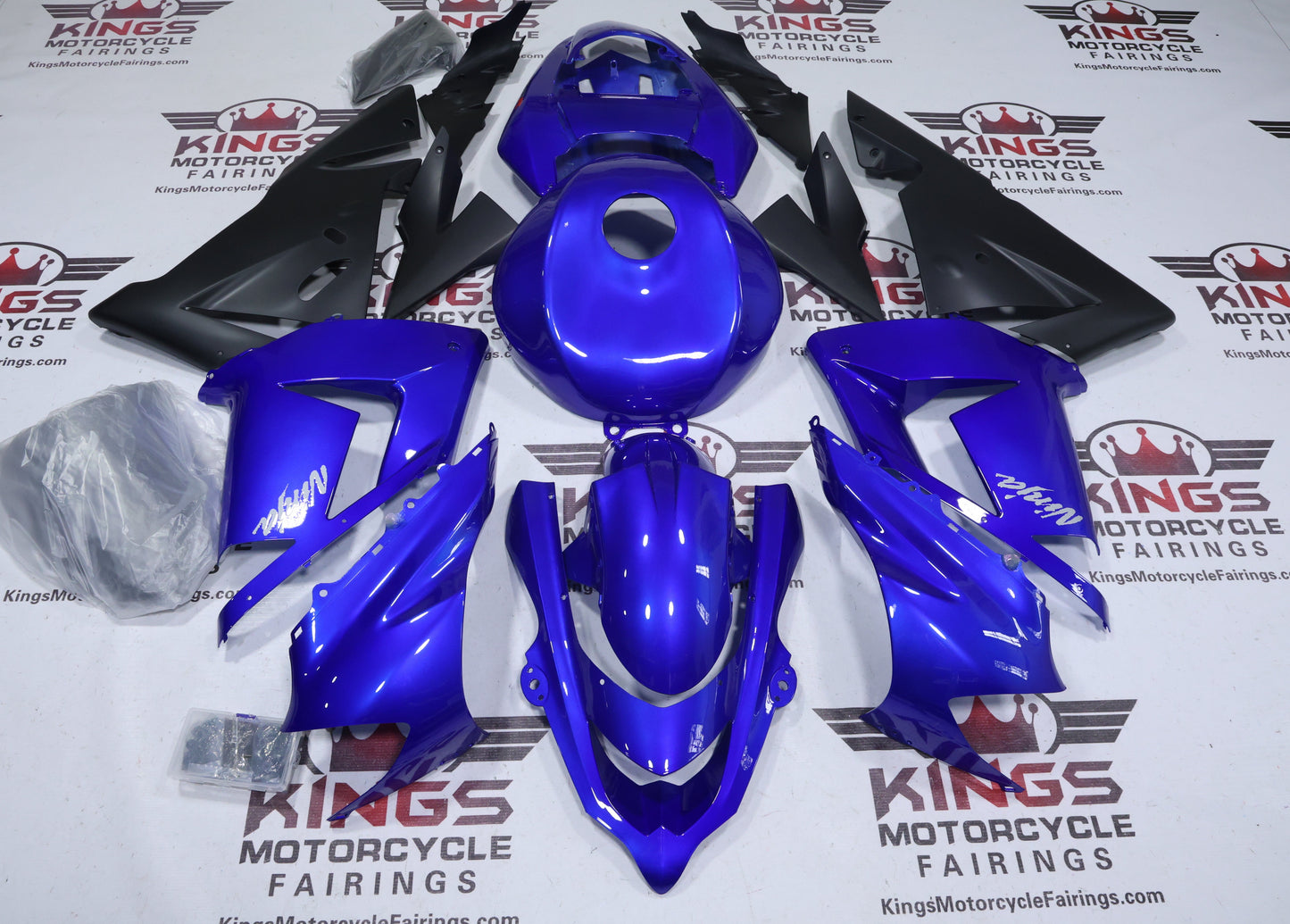 Fairings for Kawasaki ZX-10R (2004-2005) Blue, Matte Black, Silver from KingsMotorcycleFairings.com