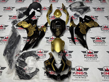 Fairings for Kawasaki ZX4RR (2019-2025) Faux Carbon Fiber, Gold Roses at KingsMotorcycleFairings.com