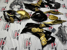 Fairings for Kawasaki ZX4RR (2019-2025) Faux Carbon Fiber, Gold Roses from KingsMotorcycleFairings.com