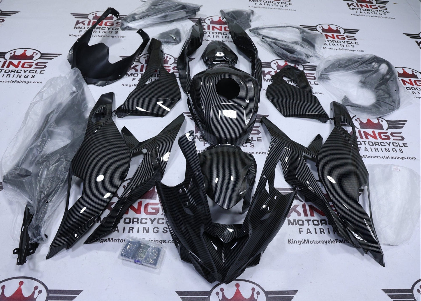 Fairings for Kawasaki ZX4RR (2019-2025) Full Faux Carbon Fiber at KingsMotorcycleFairings.com