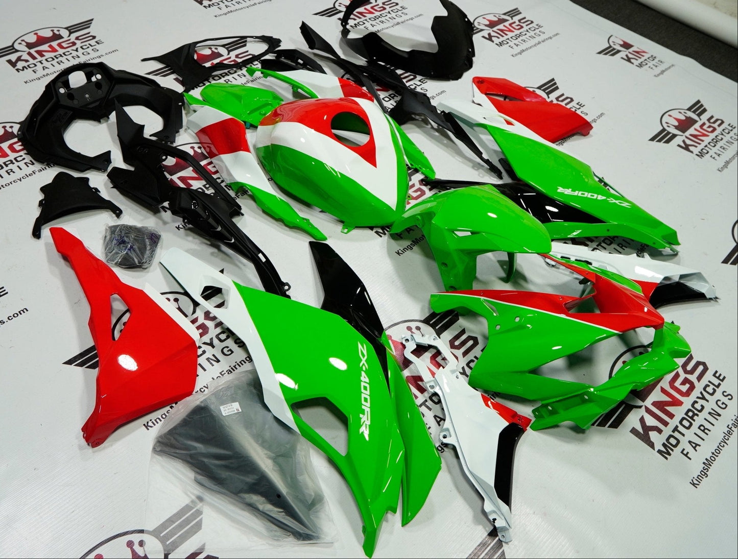 Fairings for Kawasaki ZX4RR (2019-2025) Green, Red, White from KingsMotorcycleFairings.com