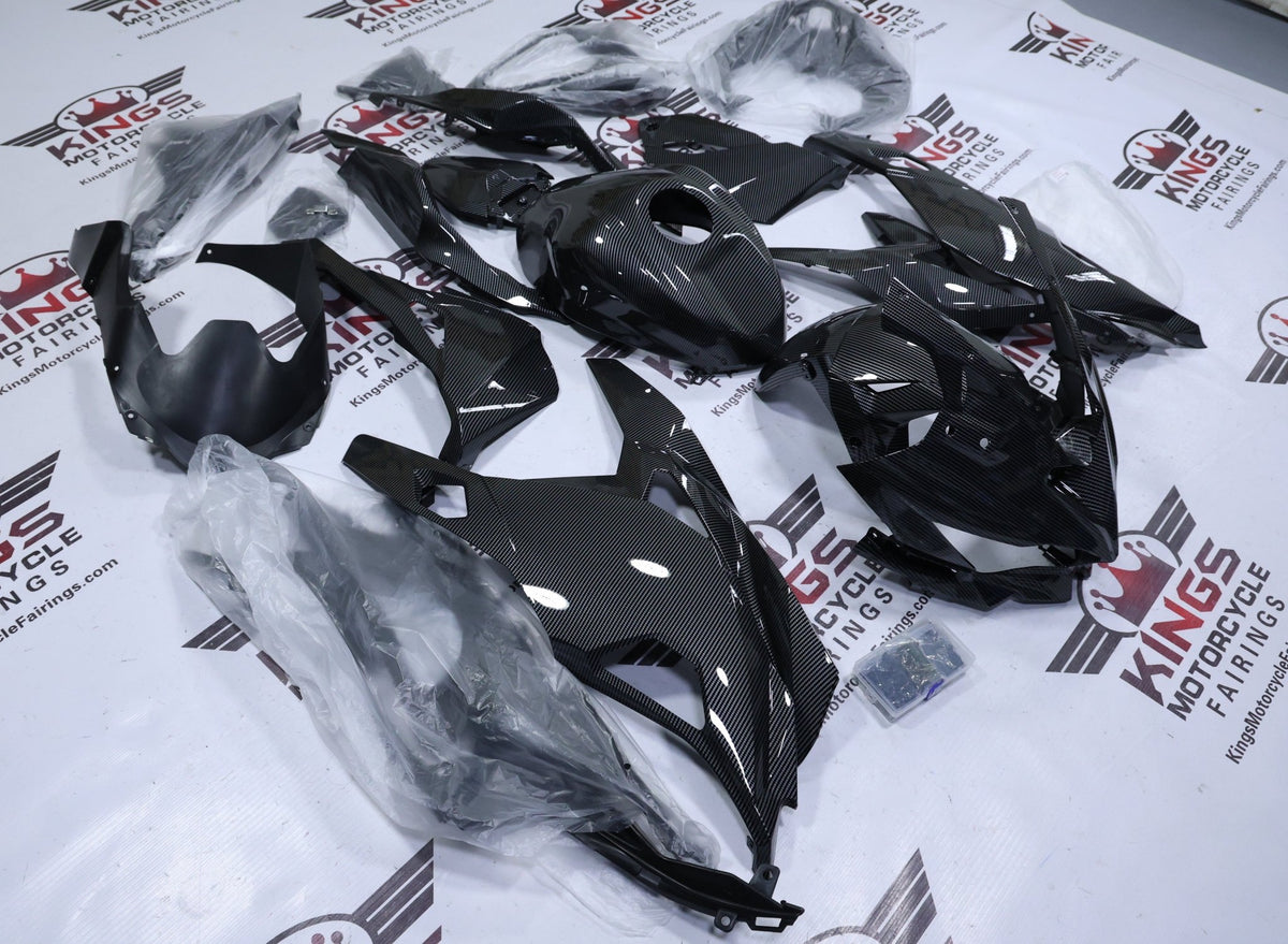 Fairings for Kawasaki ZX4R (2019-2025) Full Faux Carbon Fiber from KingsMotorcycleFairings.com