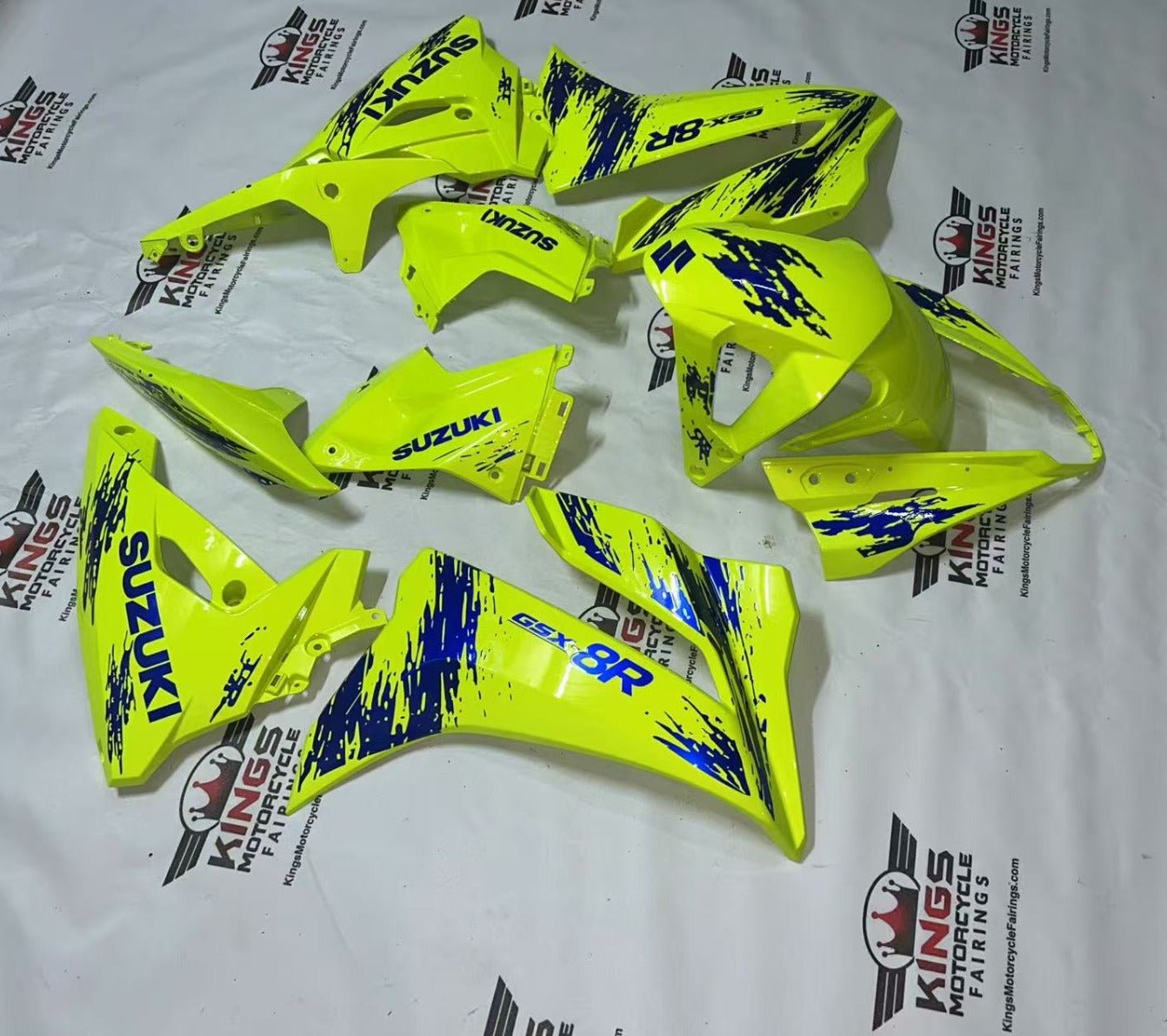 Fairings for Suzuki GSX-8R Fairings (2024-2025) Neon Yellow, Blue Splash from KingsMotorcycleFairings.com