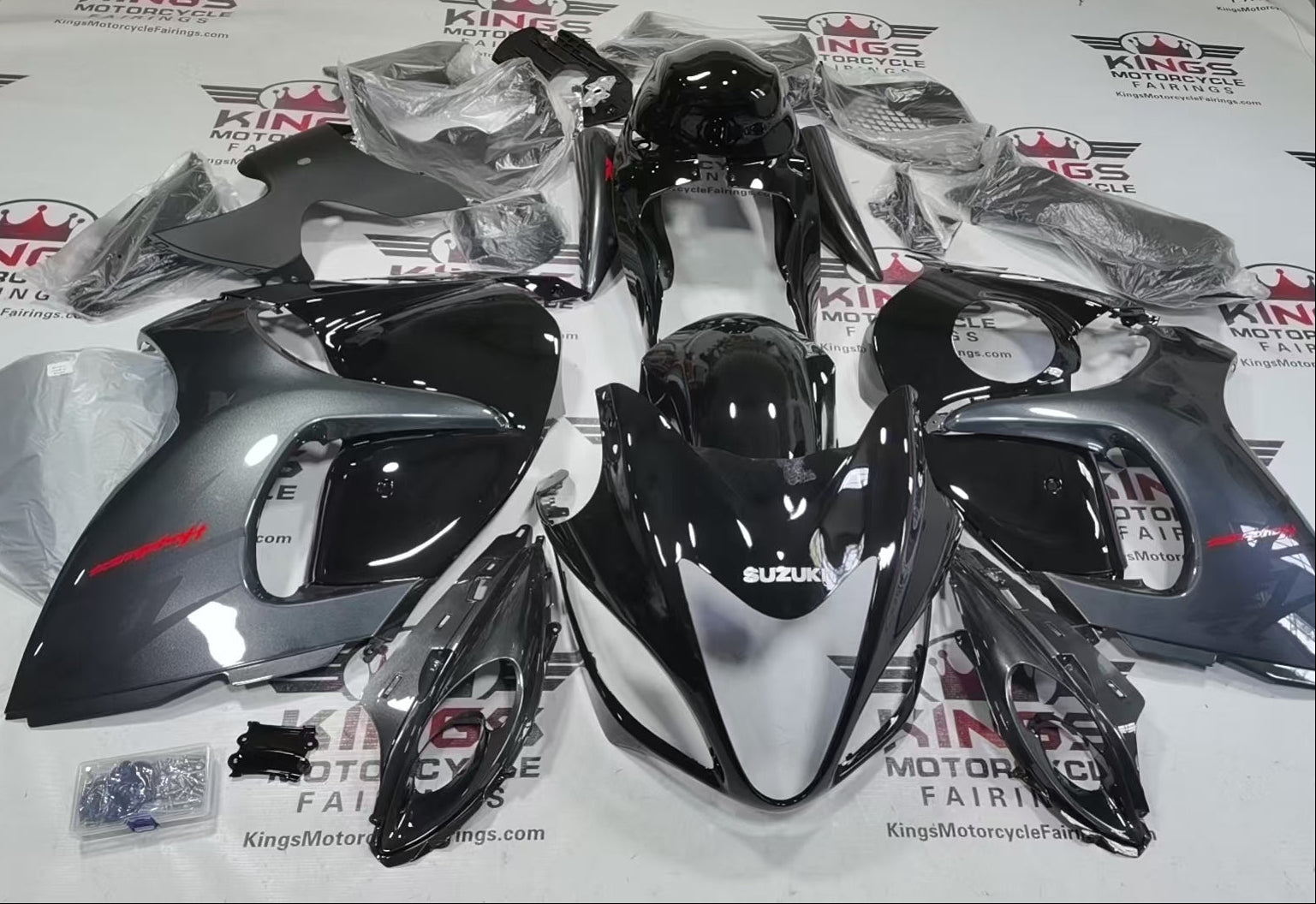 Fairings for Suzuki GSX1300R Hayabusa (2008-2020) Black, Gray at KingsMotorcycleFairings.com