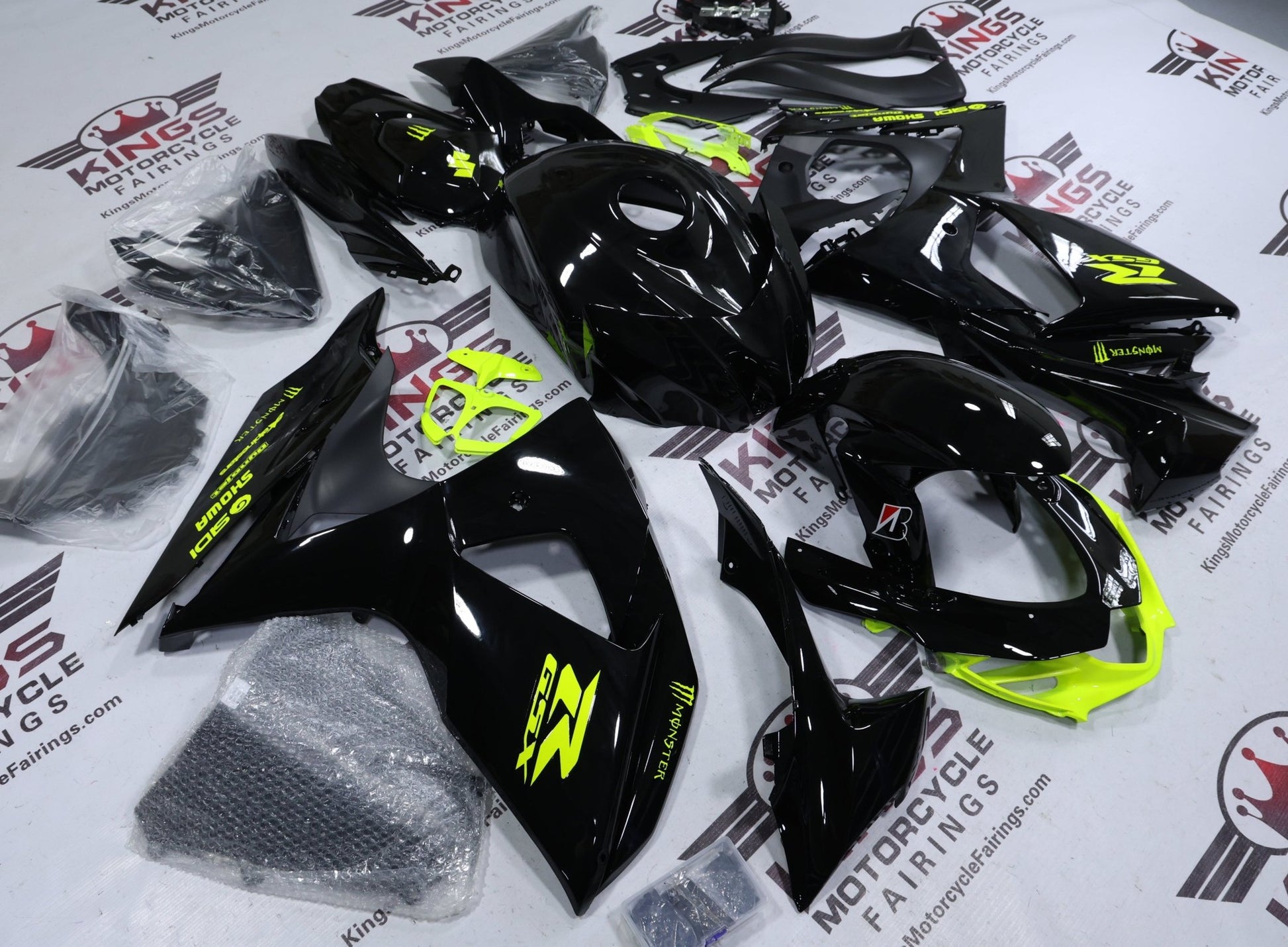 Fairings for Suzuki GSXR1000 (2009-2016) Black, Neon Yellow from KingsMotorcycleFairings.com
