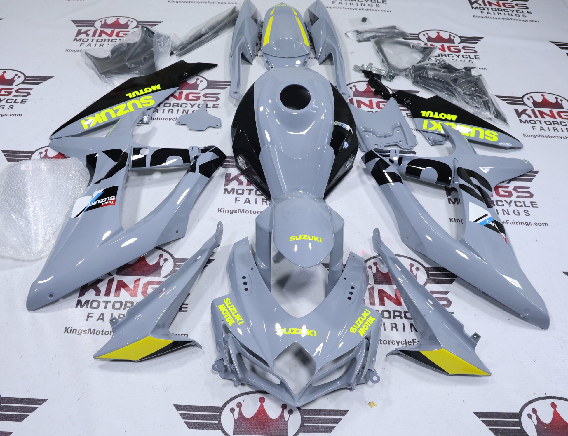 Fairings for Suzuki GSXR600 (2008-2010) Nardo Gray, Black, Neon Yellow at KingsMotorcycleFairings.com
