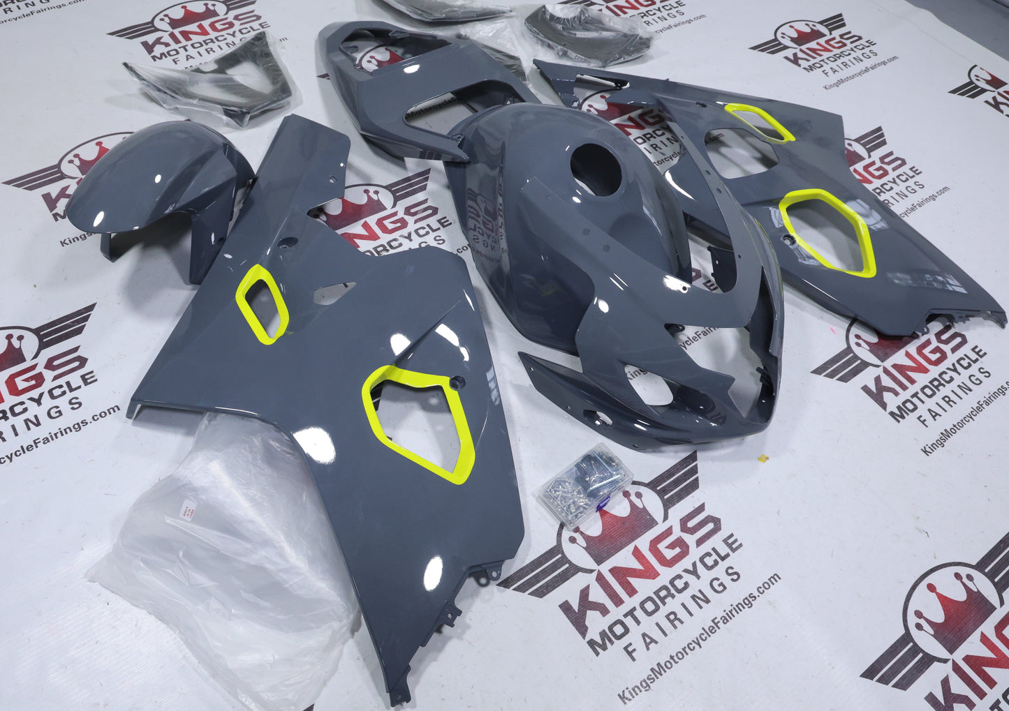 Fairings for Suzuki GSXR750 (2004-2005) Gray, Neon Yellow at KingsMotorcycleFairings.com