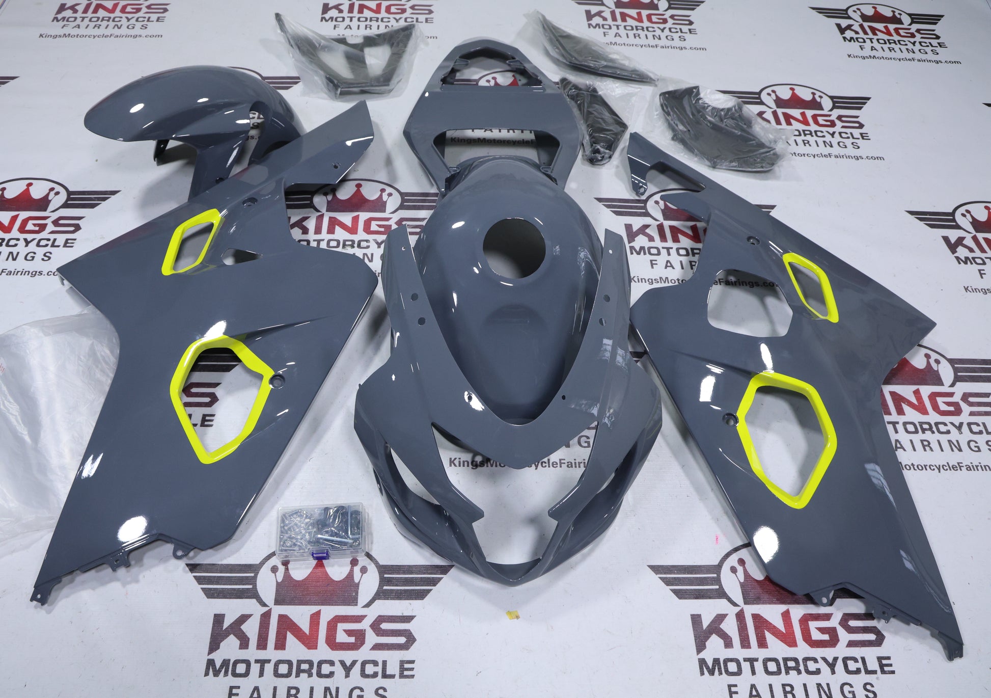 Fairings for Suzuki GSXR750 (2004-2005) Gray, Neon Yellow from KingsMotorcycleFairings.com
