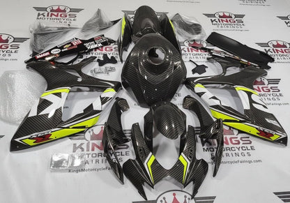 Fairings for Suzuki GSXR750 (2006-2007) Faux Carbon Fiber, White, Neon Yellow at KingsMotorcycleFairings.com