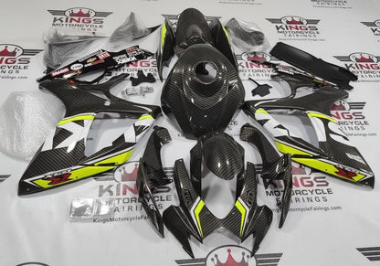 Fairings for Suzuki GSXR750 (2006-2007) Faux Carbon Fiber, White, Neon Yellow from KingsMotorcycleFairings.com