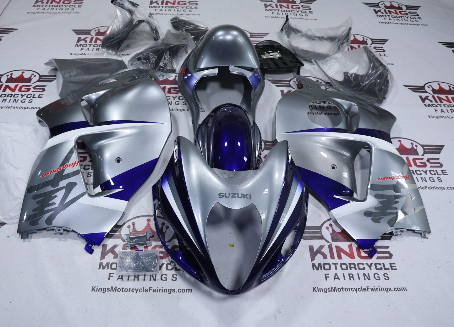 Fairings for Suzuki Hayabusa (1999-2007) Silver, Blue, Chrome from KingsMotorcycleFairings.com