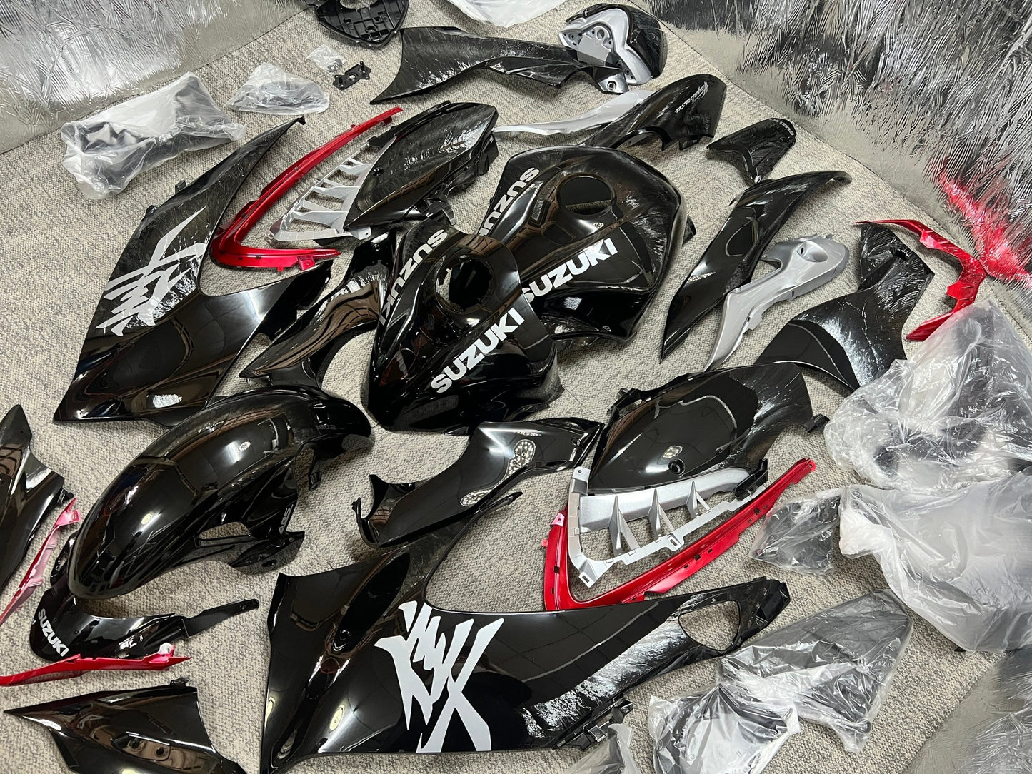 Fairings for Suzuki Hayabusa (2021-2025) Gloss Black, Gray, Red at KingsMotorcycleFairings.com
