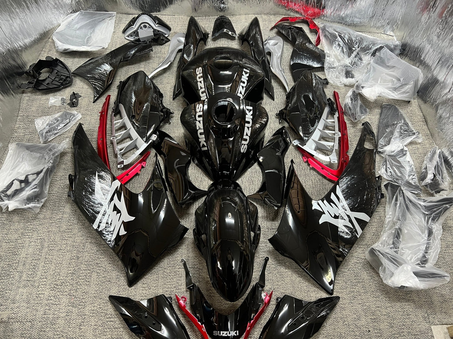Fairings for Suzuki Hayabusa (2021-2025) Gloss Black, Gray, Red from KingsMotorcycleFairings.com