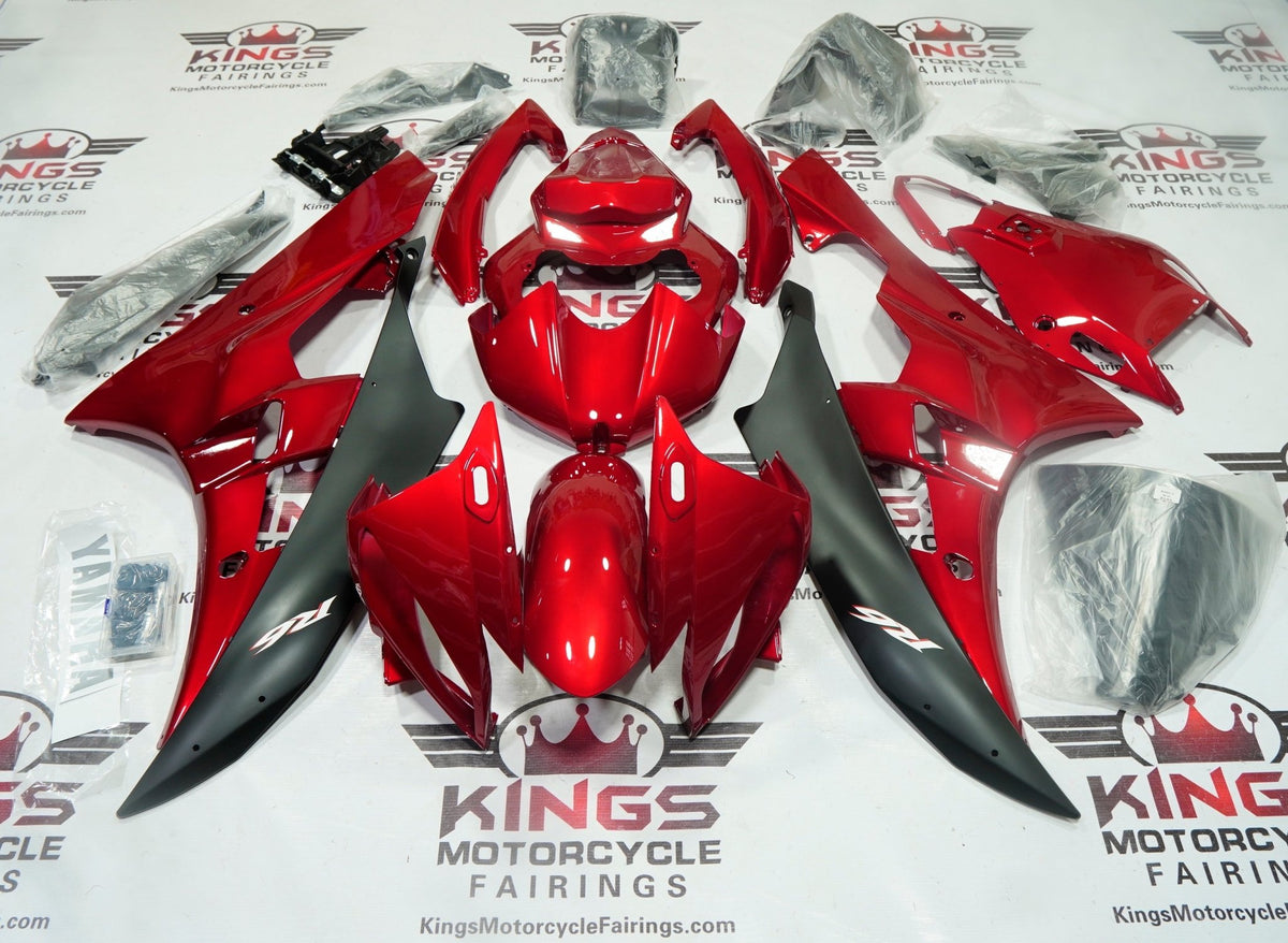 Fairings for Yamaha R6 (2006-2007) Candy Apple Red, Matte Black at KingsMotorcycleFairings.com