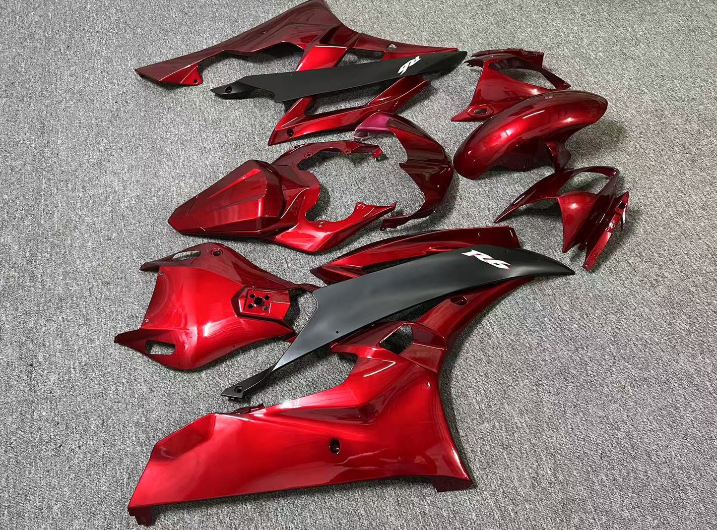 Fairings for Yamaha R6 (2006-2007) Gloss Candy Red, Matte Black from KingsMotorcycleFairings.com