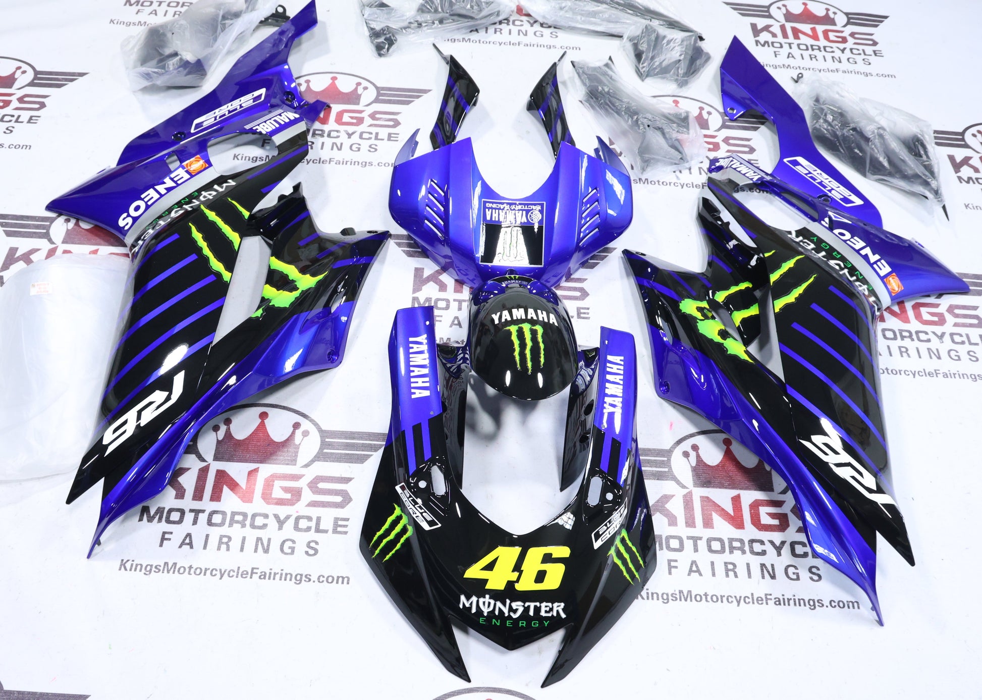 Fairings for Yamaha R6 (2017-2022) Black, Blue, Monster 46 at KingsMotorcycleFairings.com