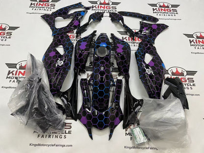 Fairings for Yamaha R7 (2021-2025) Black, Purple, Blue Honeycomb at KingsMotorcycleFairings.com