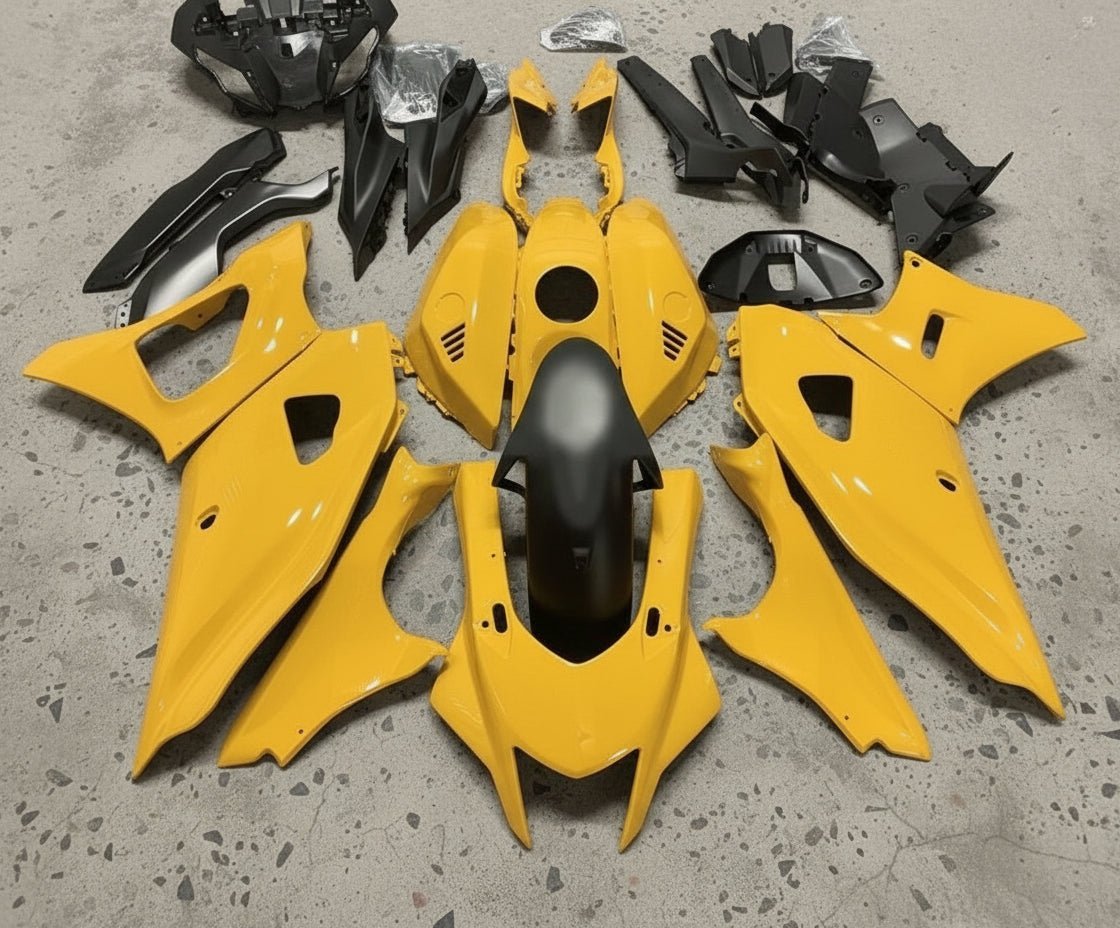 Fairings for Yamaha R7 (2021-2025) Yellow, Matte Black at KingsMotorcycleFairings.com