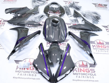 Fairings for Yamaha YZF-R1 (2004-2006) Faux Carbon Fiber, Purple Stripes from KingsMotorcycleFairings.com