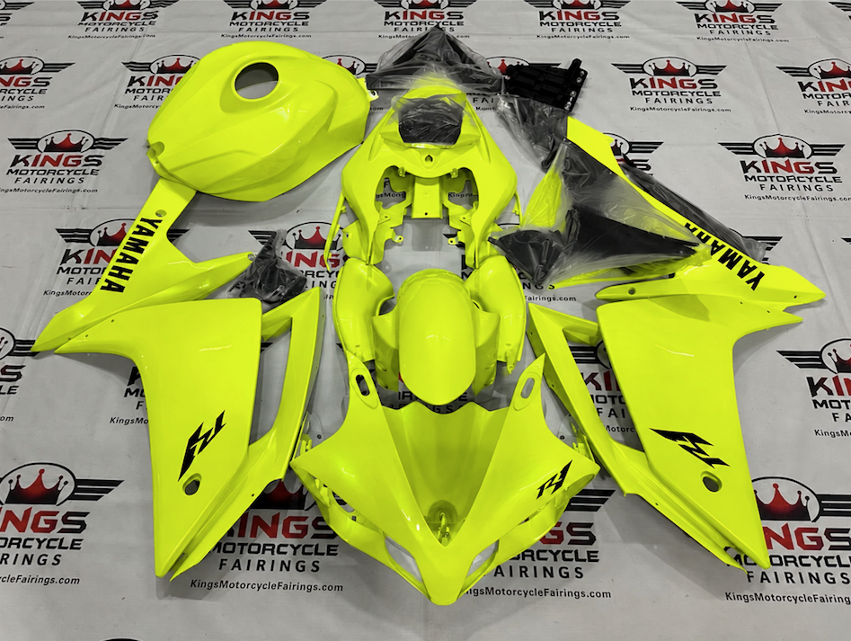 Fairings for Yamaha YZF-R1 (2007-2008) Neon Yellow, Black at KingsMotorcycleFairings.com