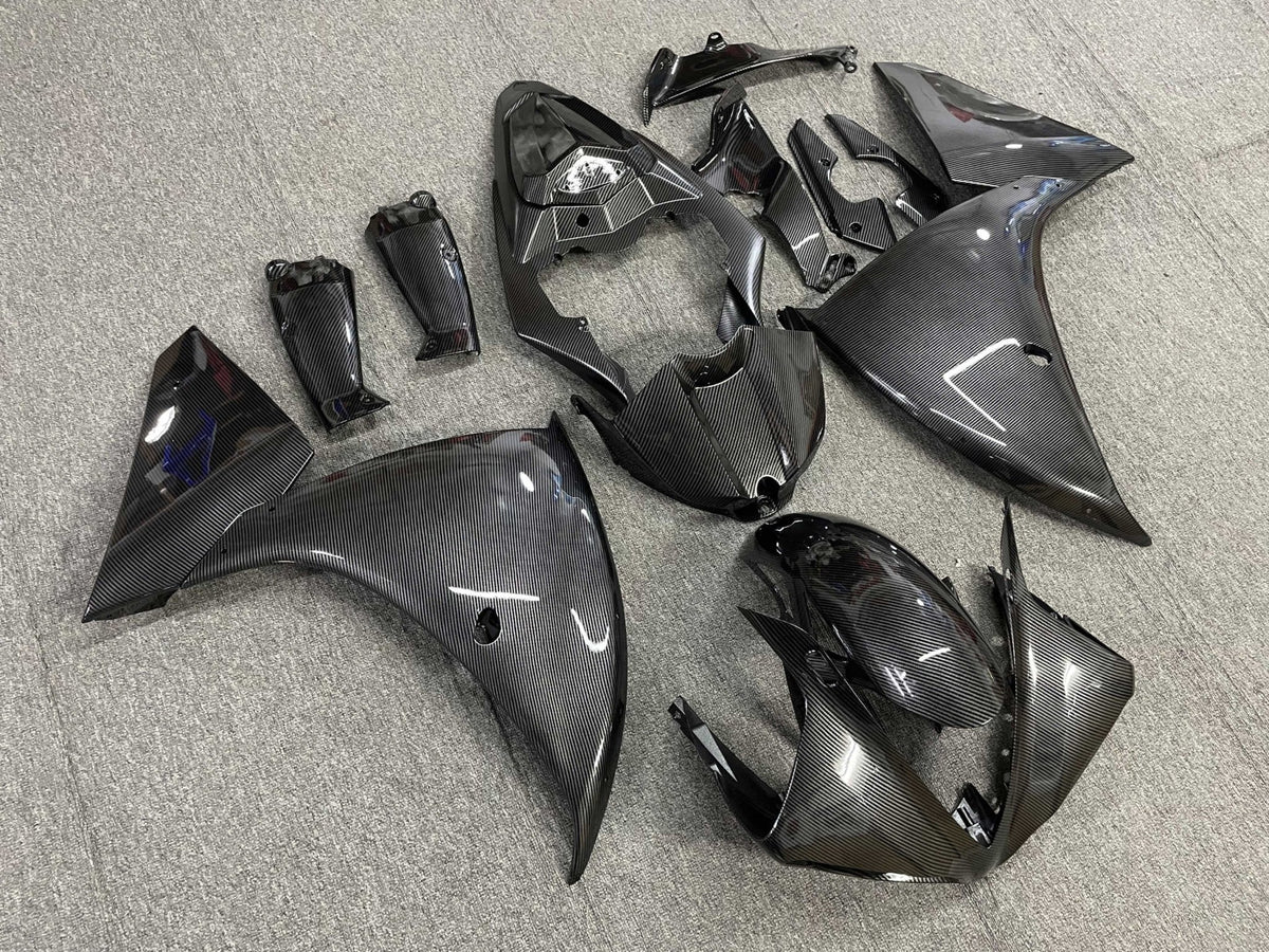 Fairings for Yamaha YZF-R1 (2012-2014) Faux Carbon Fiber, Gray, Black at KingsMotorcycleFairings.com