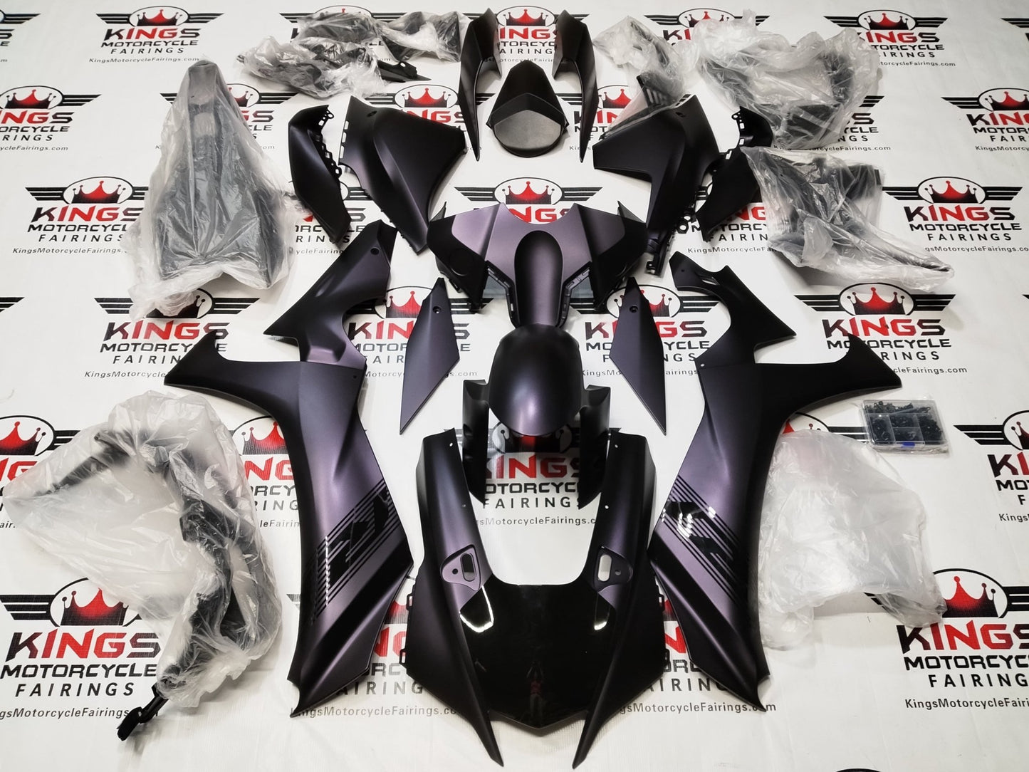 Fairings for Yamaha YZF-R1 (2020-2025) Matte Purple, Black Chameleon at KingsMotorcycleFairings.com