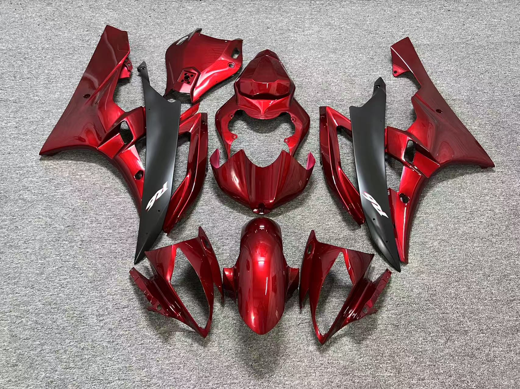 Fairings for Yamaha YZF-R6 (2006-2007) Gloss Candy Red, Matte Black at KingsMotorcycleFairings.com