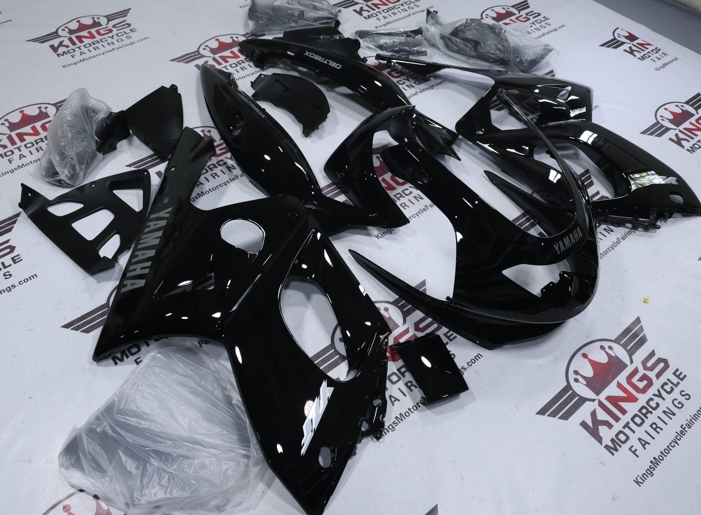 Fairings for Yamaha YZF600R (1998-2007) Black, Silver at KingsMotorcycleFairings.com