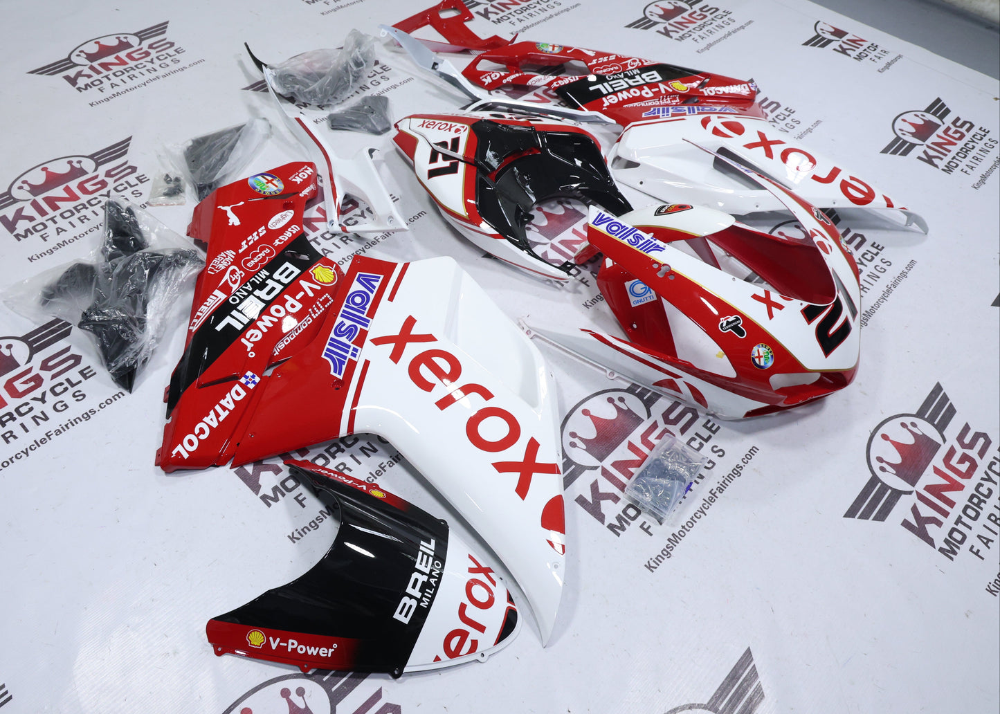 Fairings for Ducati 1098 (2007-2014) Xerox Red, White, Black from KingsMotorcycleFairings.com