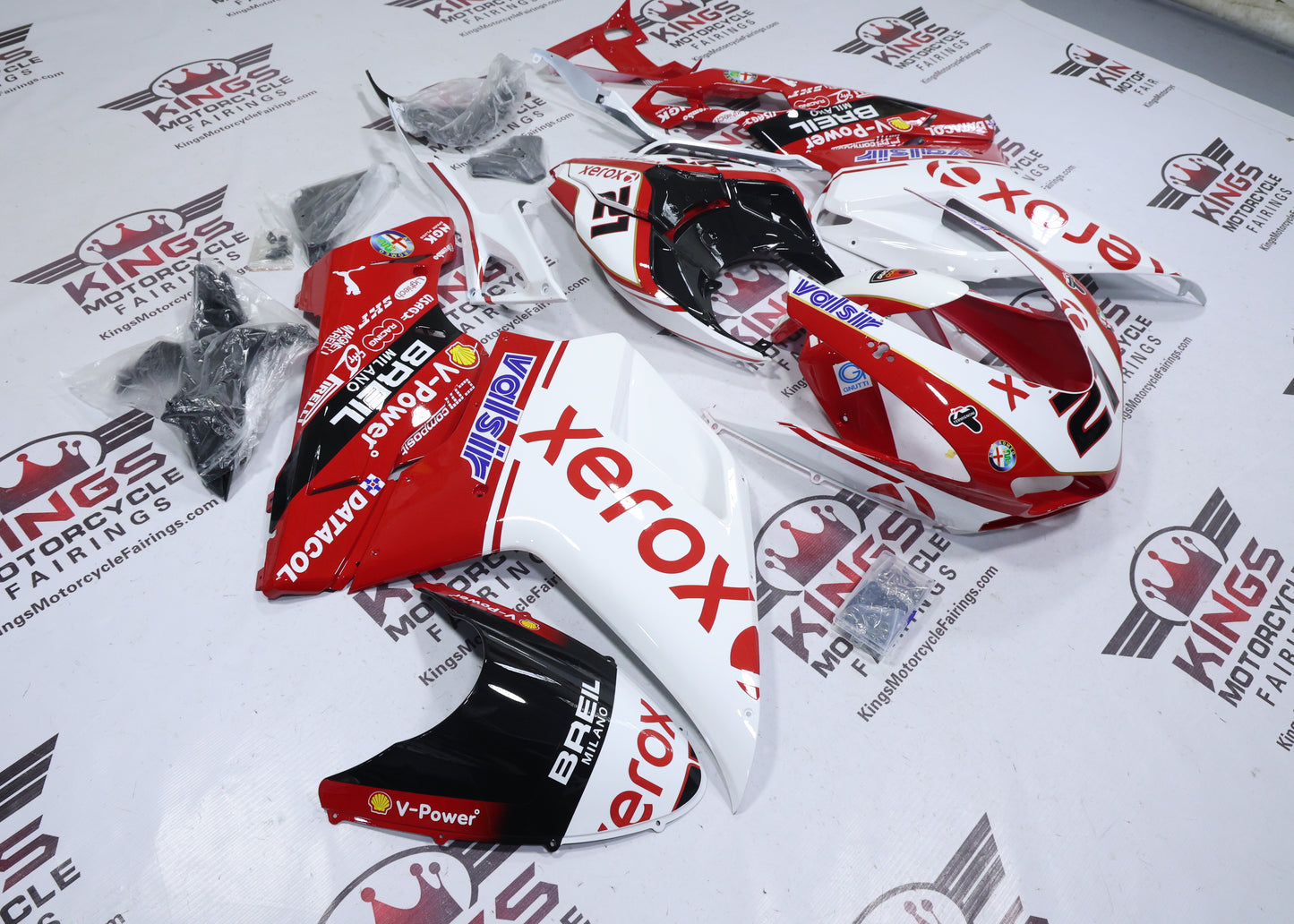 Fairings for Ducati 848 (2007-2014) Xerox Red, White, Black from KingsMotorcycleFairings.com