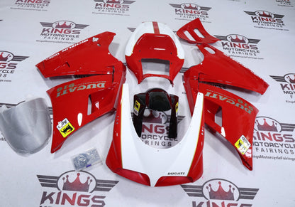 Fairings for Ducati 916 (1994-1999) Red, White, Black, Gold Pinstripe at KingsMotorcycleFairings.com
