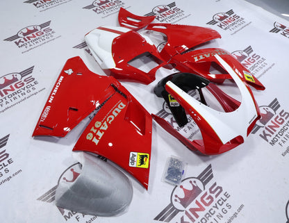 Fairings for Ducati 916 (1994-1999) Red, White, Black, Gold Pinstripe from KingsMotorcycleFairings.com