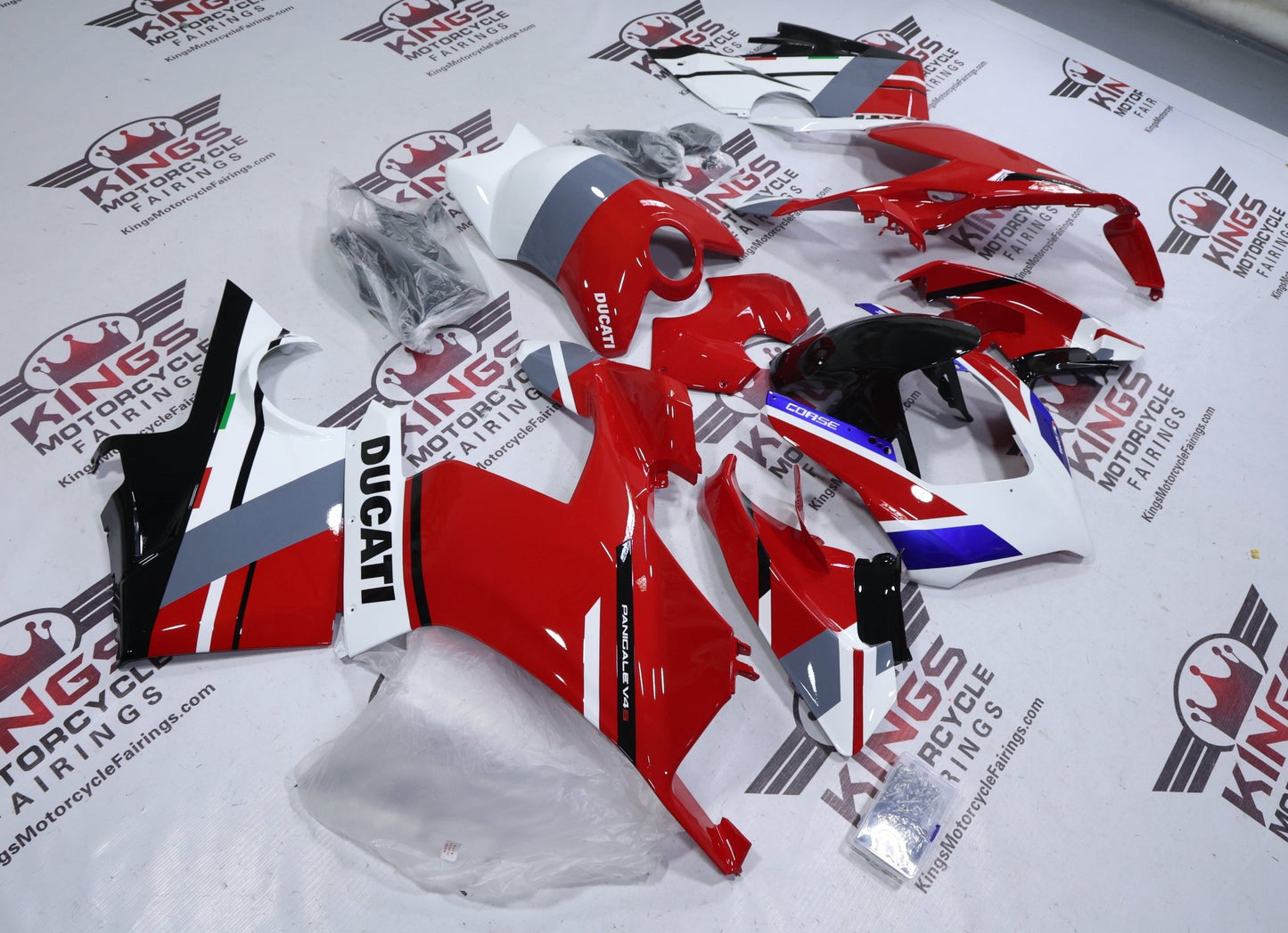 Fairings for Ducati Panigale V4 (2018-2019) Red, White, Blue, Black at KingsMotorcycleFairings.com